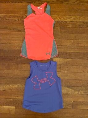 Under Armour Girls' Coral & Gray Racerback Tank - Performance Active Top